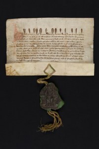 Edward I document. Parchment and Seal fragment.